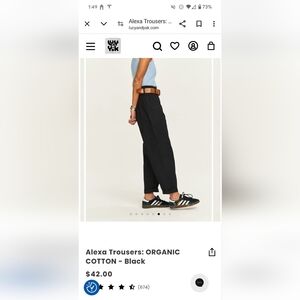 Lucy & Yak Alexa Trousers: ORGANIC COTTON - Black, size small/regular
